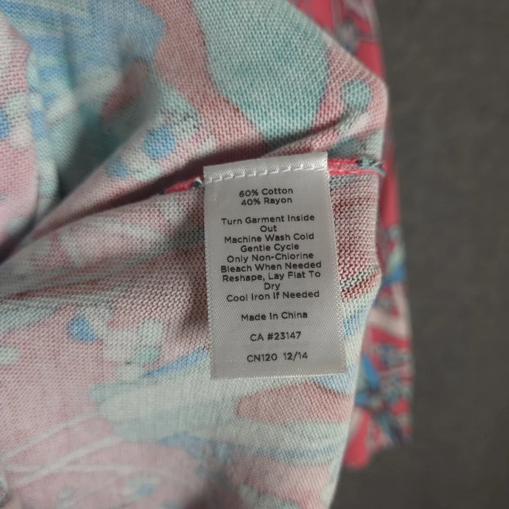 Talbots Cardigan Womens Large Bird‎ Print Tropical Resort Preppy Coastal